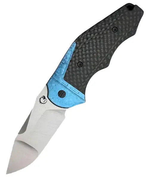 GTC Cabot - Carbon Fiber, Crystallized Blue Titanium Accent, S90V Blade