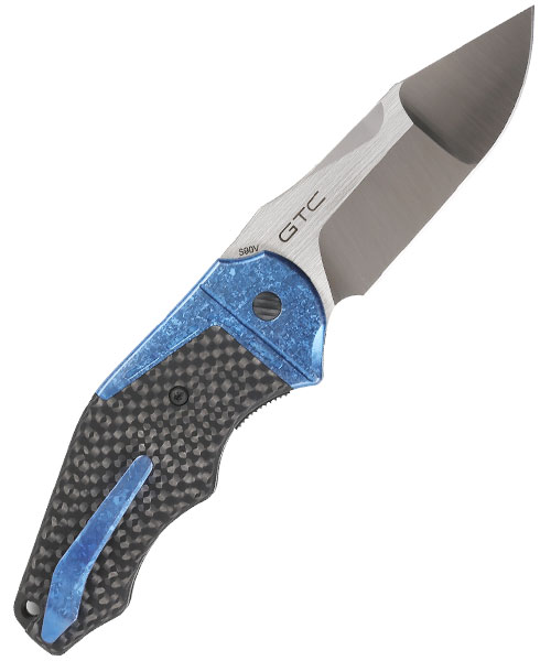 GTC Cabot - Carbon Fiber, Crystallized Blue Titanium Accent, S90V Blade - Image 5
