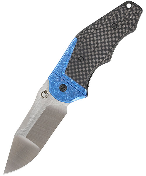 GTC Cabot - Carbon Fiber, Crystallized Blue Titanium Accent, S90V Blade